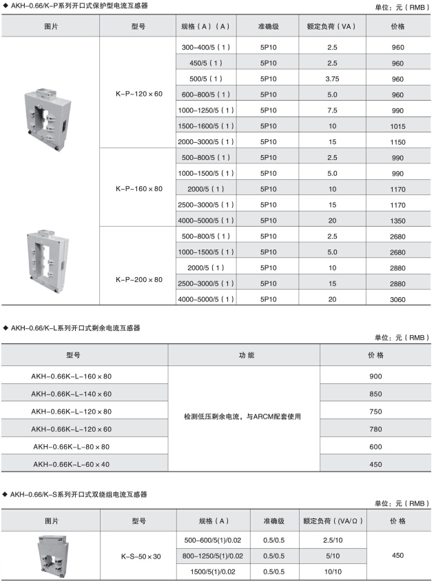AKH-0.66 K开口式电流互感器